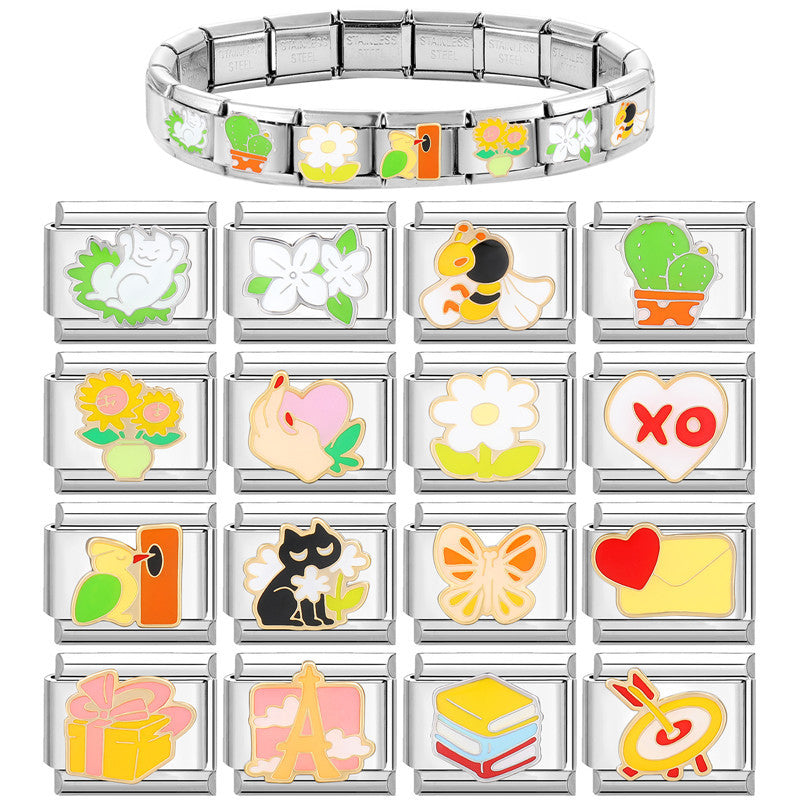 Wholesale Italian Beaded Bracelet 9mm DIY Splicing Removable Stainless Steel Combinable Bracelet