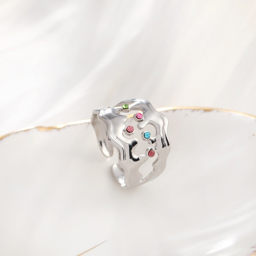 Wholesale Halloween Geometric Open Teeth Stainless Steel Rings ACC-RS-TaiMei001