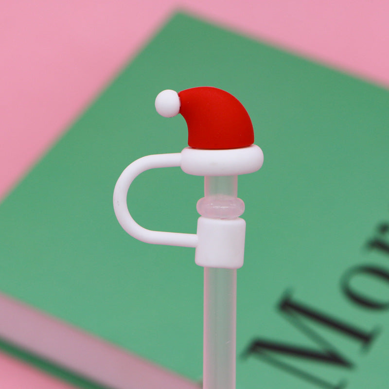 Wholesale Trendy Christmas Silicone Straw Caps Cartoon Party Straw Toppers For 8Mm 10Mm Straws Resale