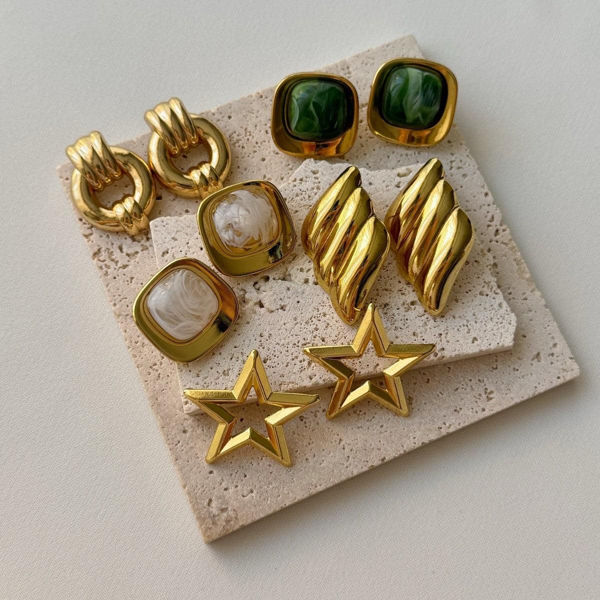 Wholesale Geometric Lava Metal Earrings with Star Design - Trendy Jewelry Accessory for Gift Boutique