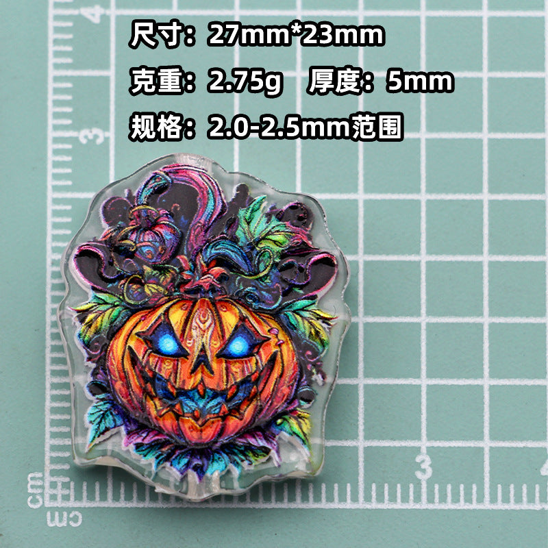 Wholesale  Acrylic Bead Charms Cartoon Pumpkin Ghost  Designs For DIY Jewelry Making And Phone Strap Fashion Gift Accessory