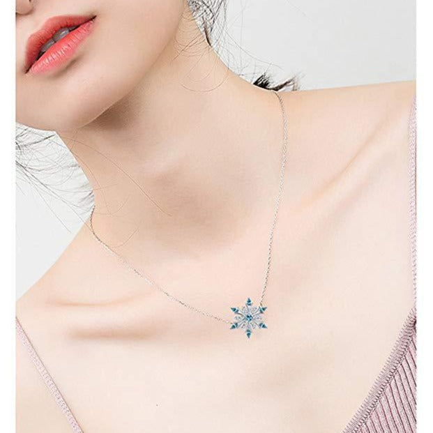 Wholesale Zircon Christmas Snowflake Necklace