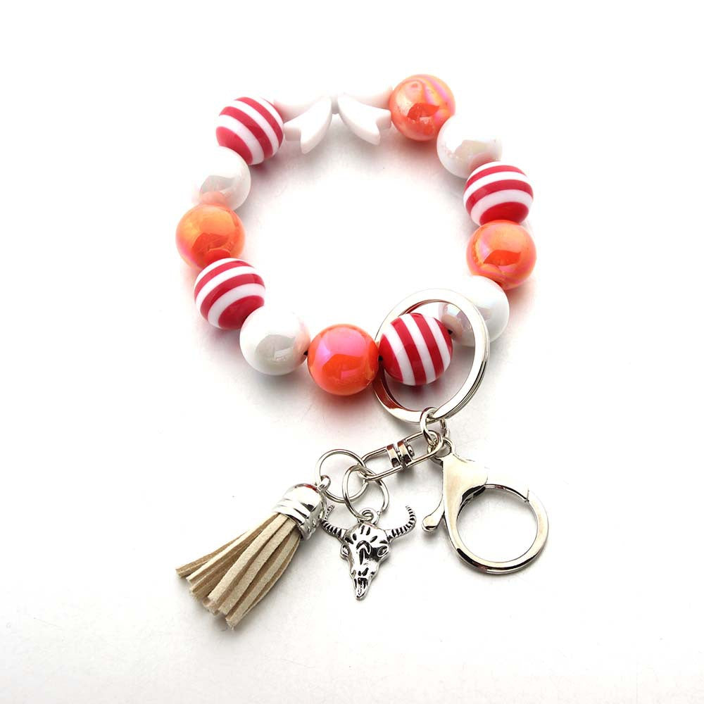 Wholesale Bow Acrylic Beaded Bracelet Keychain Wristlet Keychain ACC-KC-JinAn016