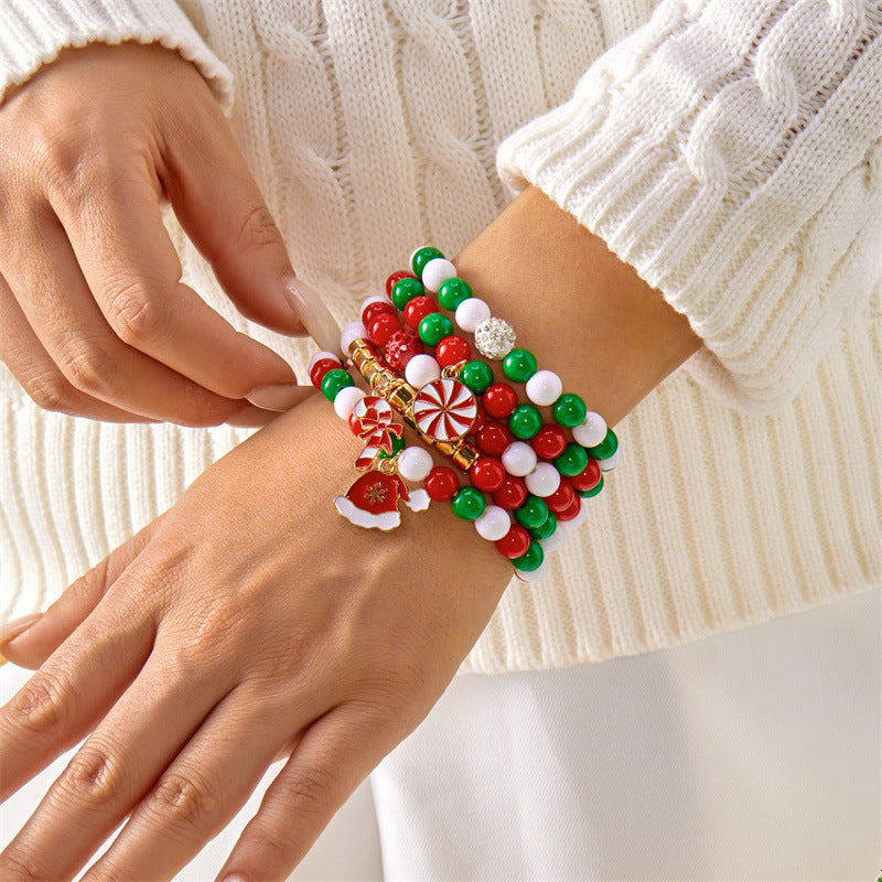 Wholesale  Snowflake Bell Colorful Beaded Bracelet