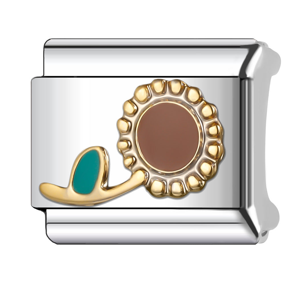 Wholesale Italian Charm Bracelet 9mm DIY Splicing Plant and Flower Series Stainless Steel Composable Bracelet