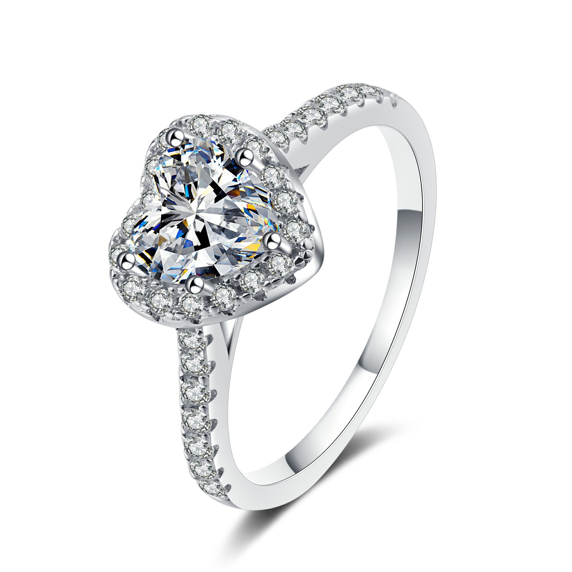 Wholesale  Diamond Drop Heart-Shaped Ring