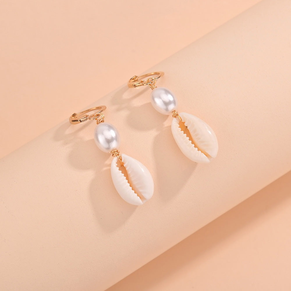Wholesale Bohemian Shell Pearl Ladies Alloy Earrings