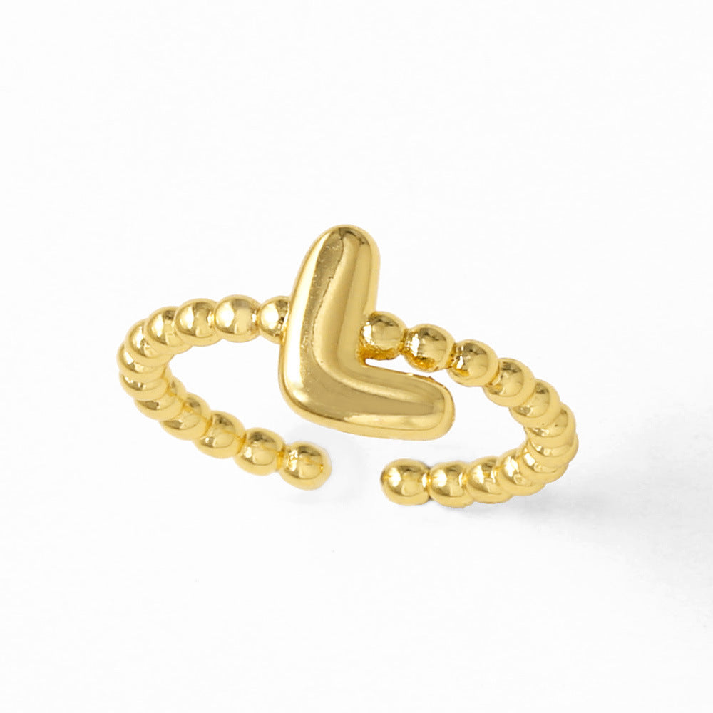 Wholesale 26 English letter rings gold-plated open rings