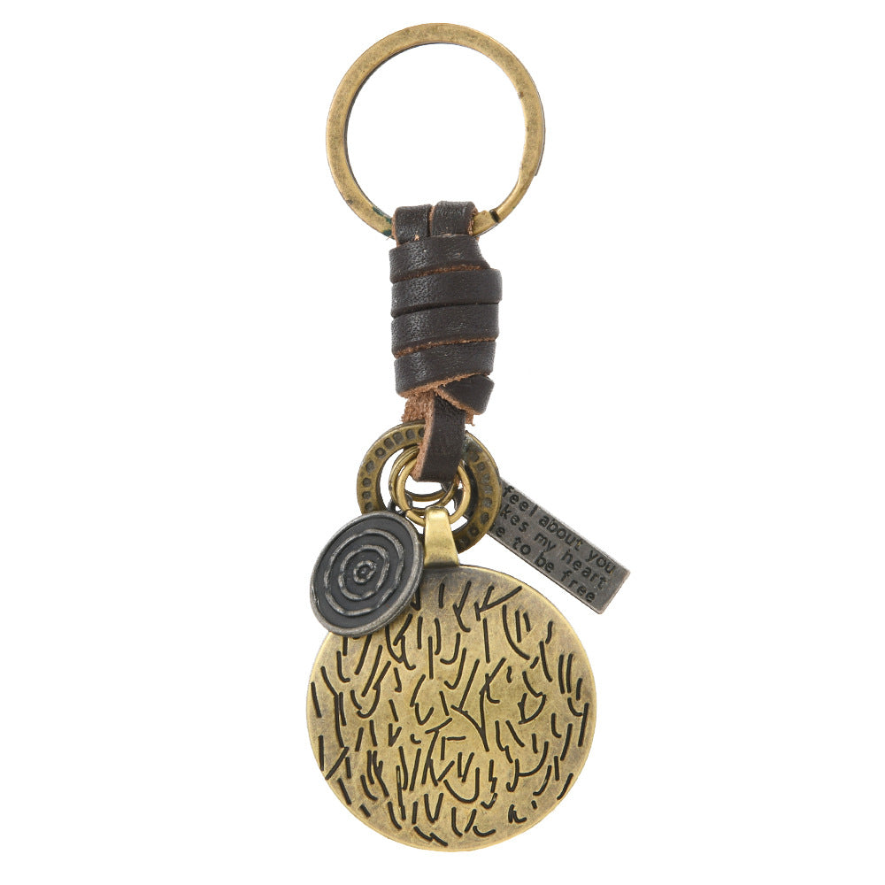 Wholesale Alloy Bronze Ginkgo Leaf Zodiac Pattern Keychains