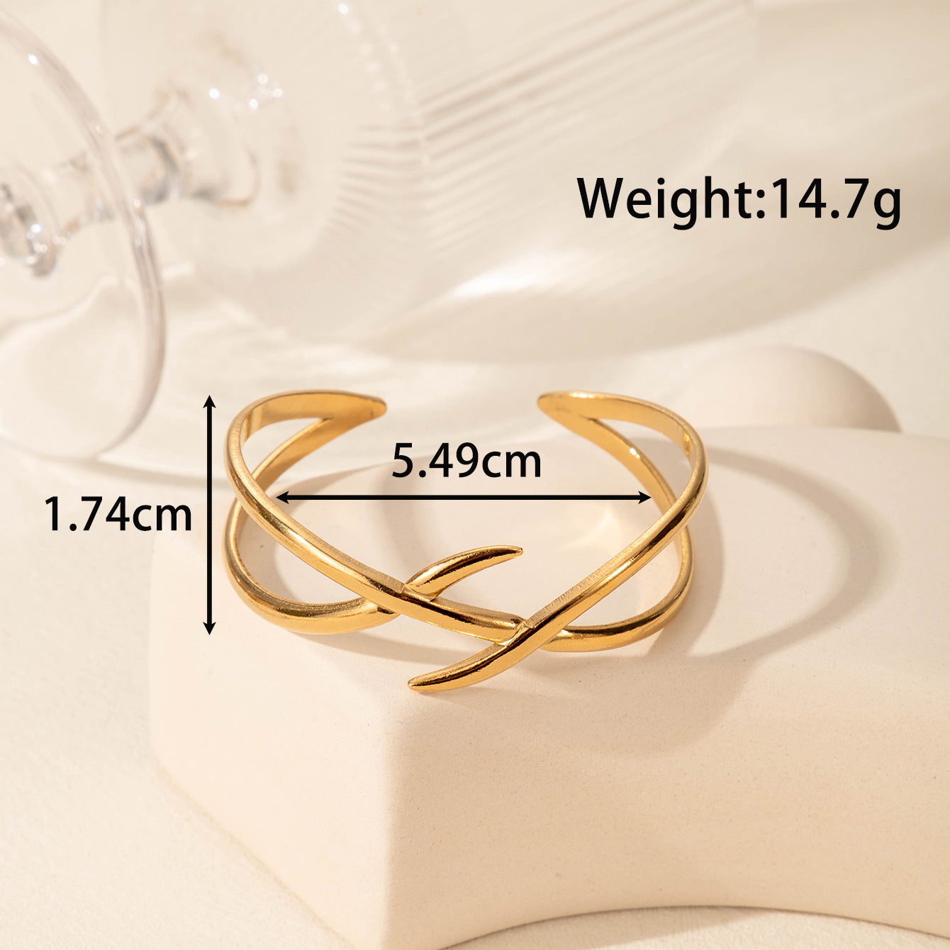 Wholesale  titanium steel light luxury creative cross line niche opening  adjustable rings bracelet