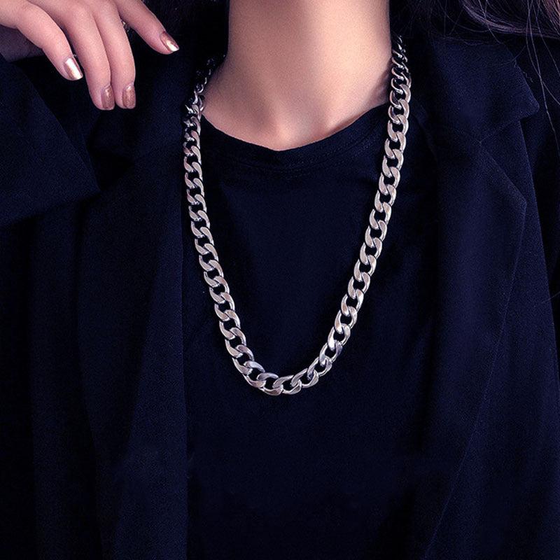 Wholesale Cuban chain men's  silver fashion titanium steel necklace