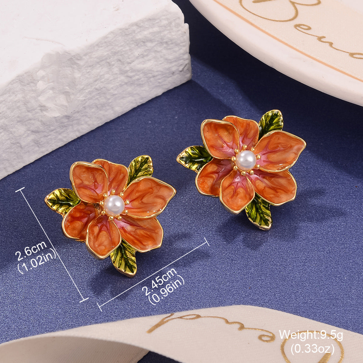 Wholesale Colorful Pearl Flower Enamel Drop Oil Fashionable Earrings