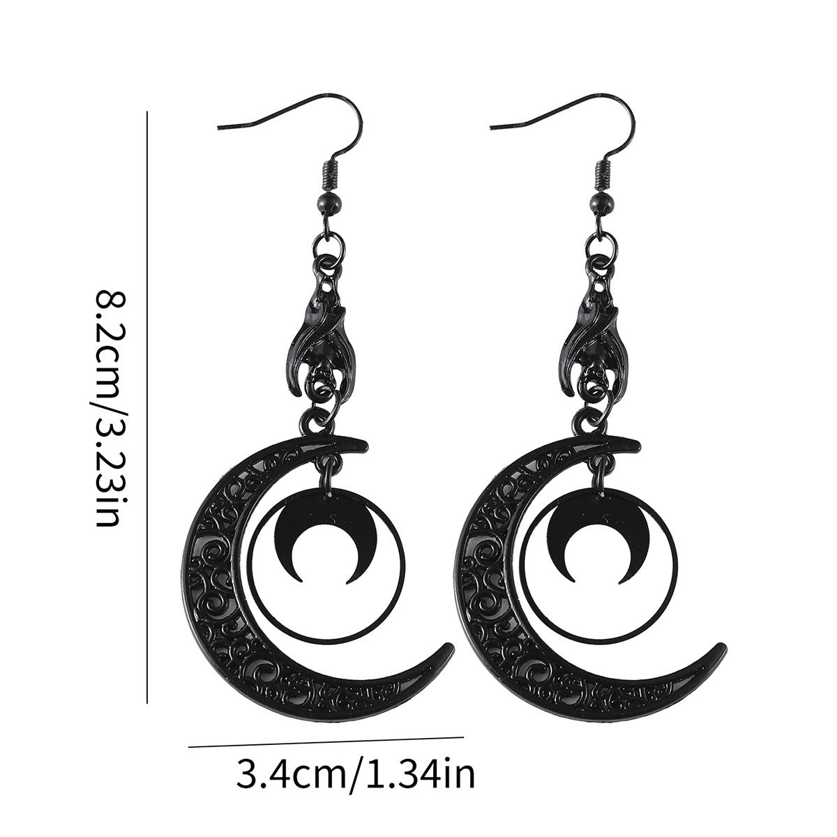 Wholesale Punk dark stitching crescent moon pendant earrings