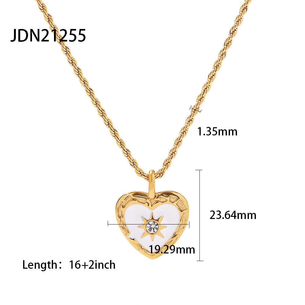 Wholesale Vintage Twist Chain  Stainless Steel Heart Shape Necklace