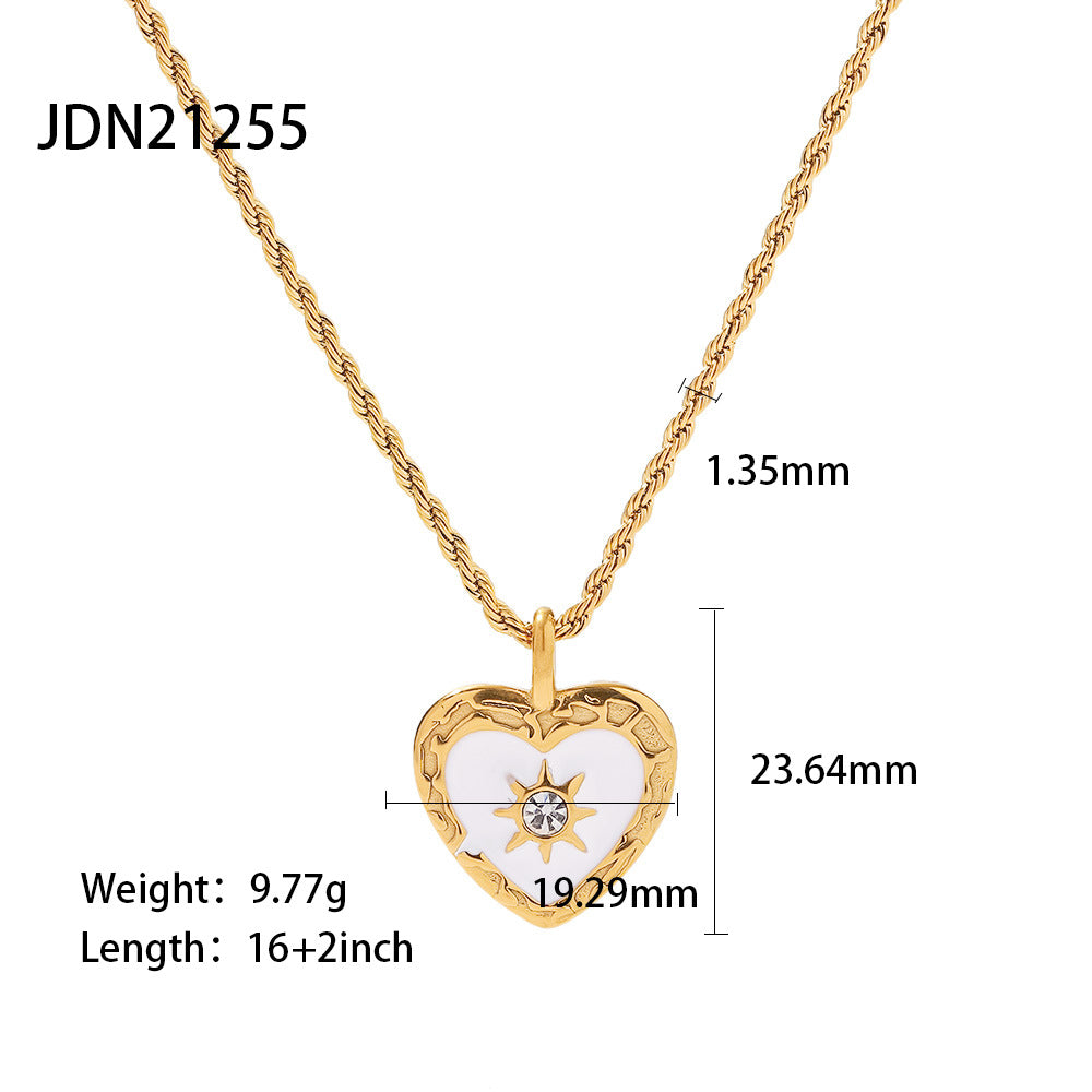 Wholesale Niche Retro Twist Chain Titanium Steel Heart-shaped Necklace Women's Love Pendant Vintage NecklaceACC-NE-Jied001