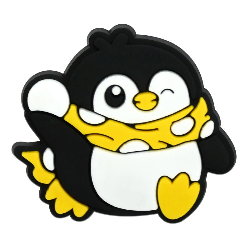 Wholesale   Random 100pcs Creative Cartoon Penguin Series PVC Soft Rubber Shoe Buckle Decoration