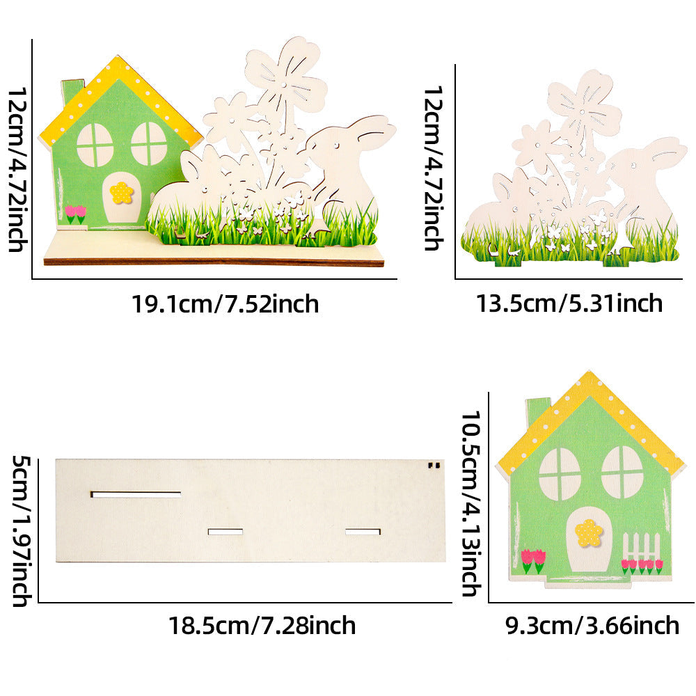 Wholesale Easter wooden crafts rabbit color egg wooden piece decoration