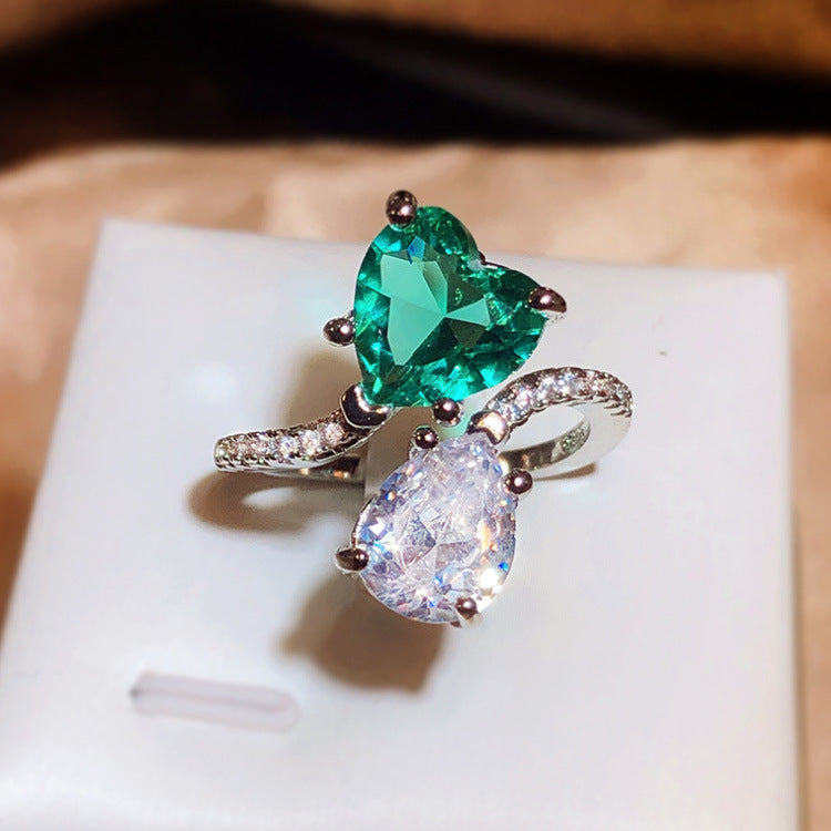 Wholesale  light luxury  all-match diamond heart-shaped ring