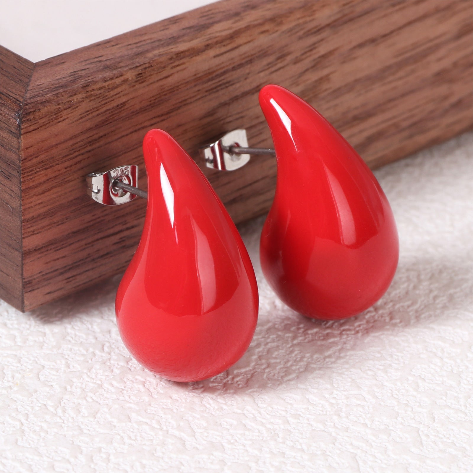 Wholesale Stainless Steel Colorful Oil Drop Geometric Earrings