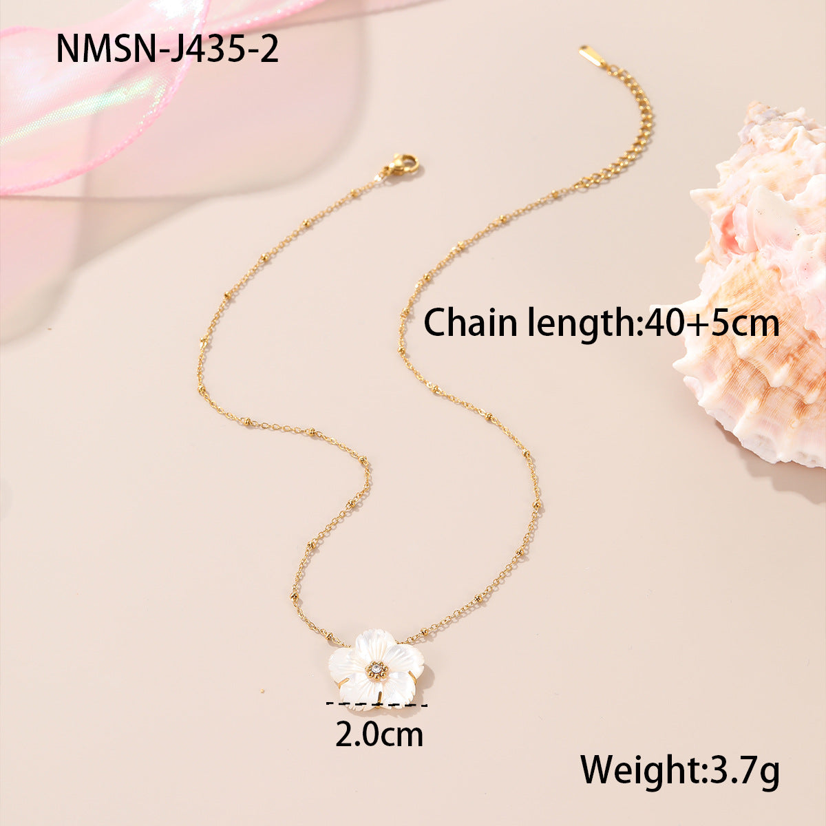 Wholesale Beaded Flower Stacked Stainless Steel Necklace