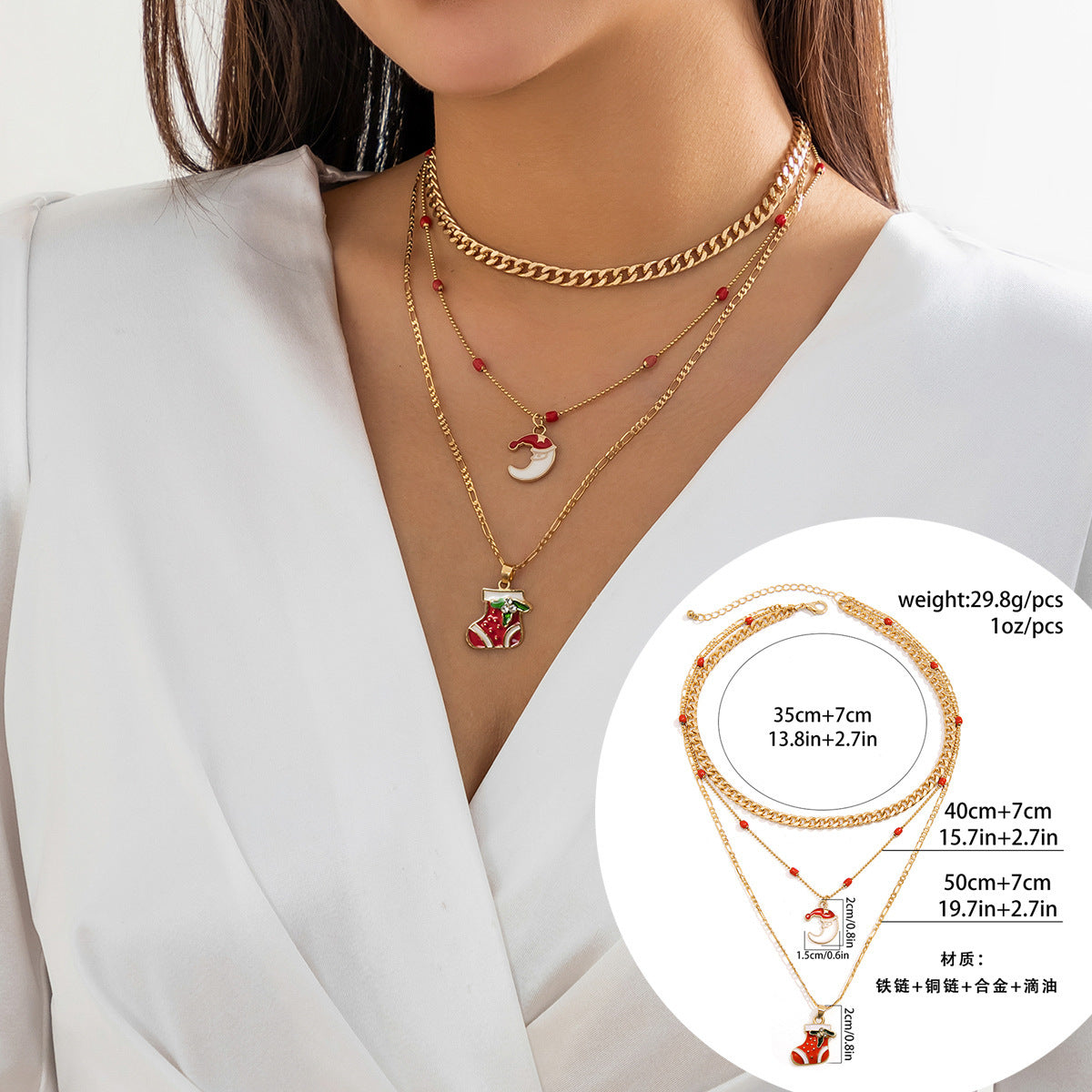 Wholesale Snowman Christmas Tree Pendant Necklace Star Moon Elk Necklaces ACC-NE-XueRou018