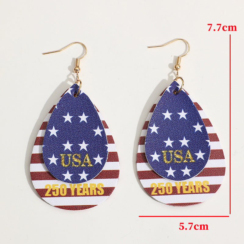 Wholesale Independence Day Leather Earrings