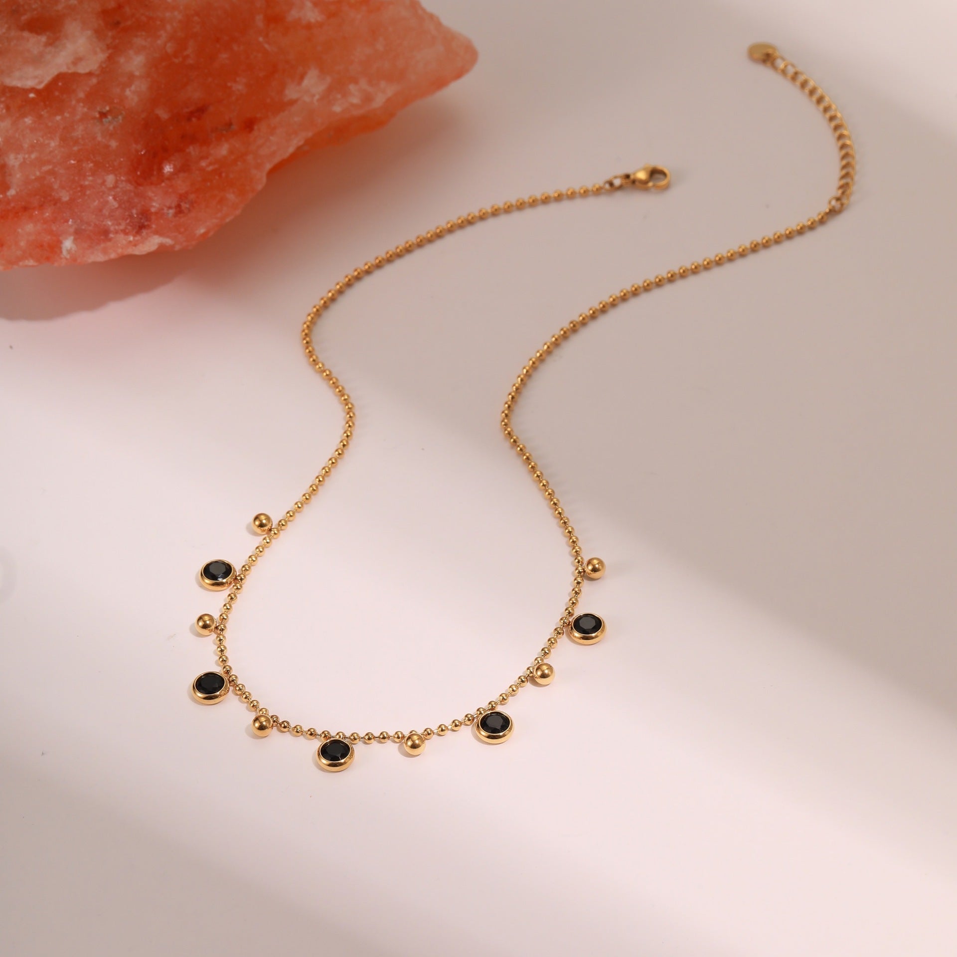 Wholesale Zircon Tassel Stainless Steel Necklace
