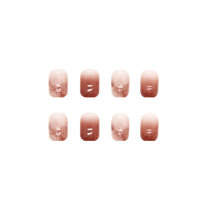 Wholesale  24 Pieces/box Red Brown Gradient Nails Kits Nail Stickers