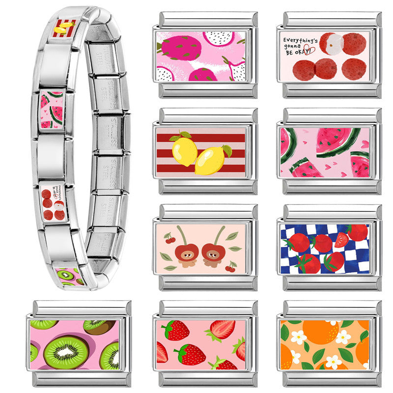 Wholesale Fruit-Themed Italian Modular Multifunctional DIY Creative Birthday Gift Retro Connectable Jewelry Accessories Bracelet