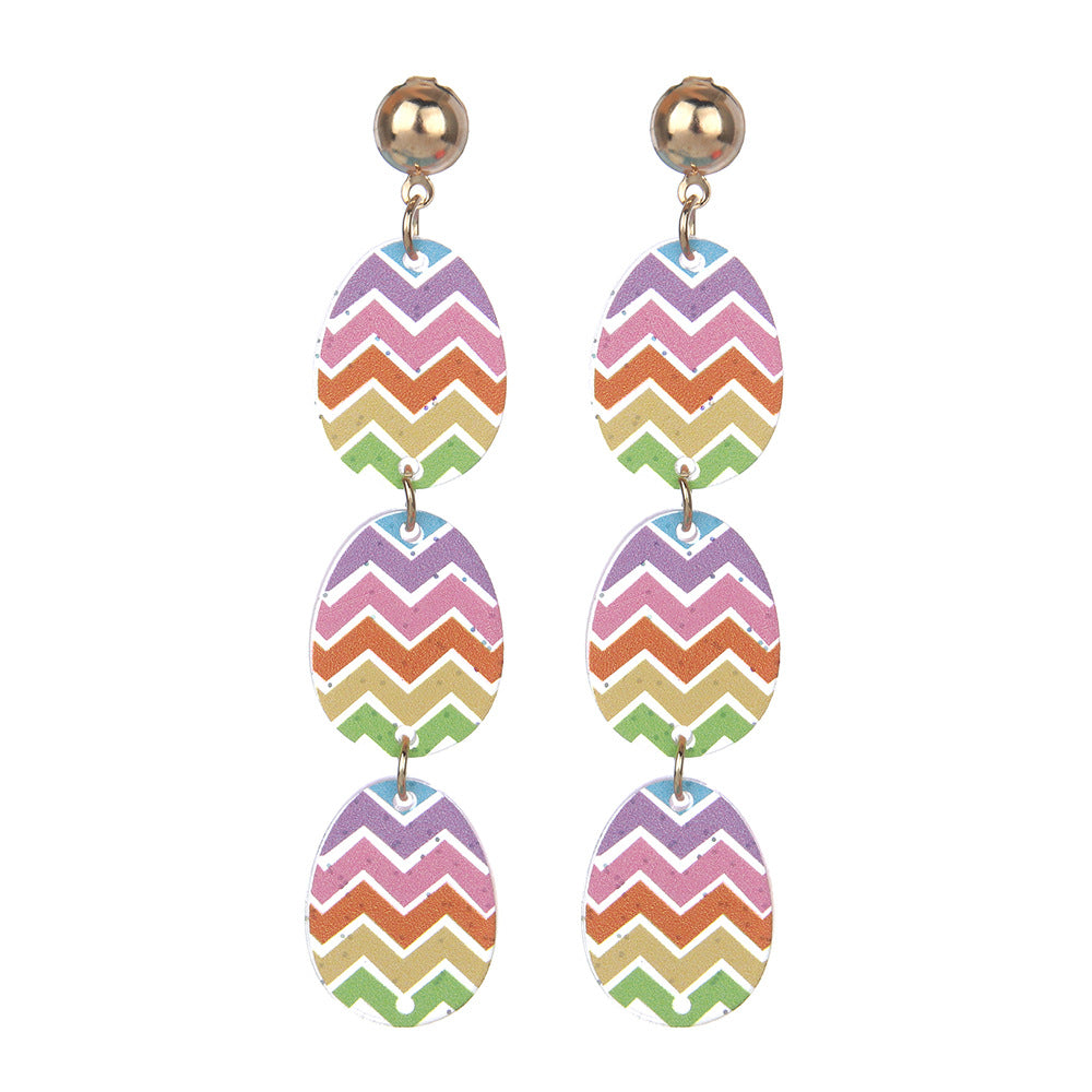 Wholesale 2pcs Acrylic Easter Rainbow Egg Bunny Ghost Earrings