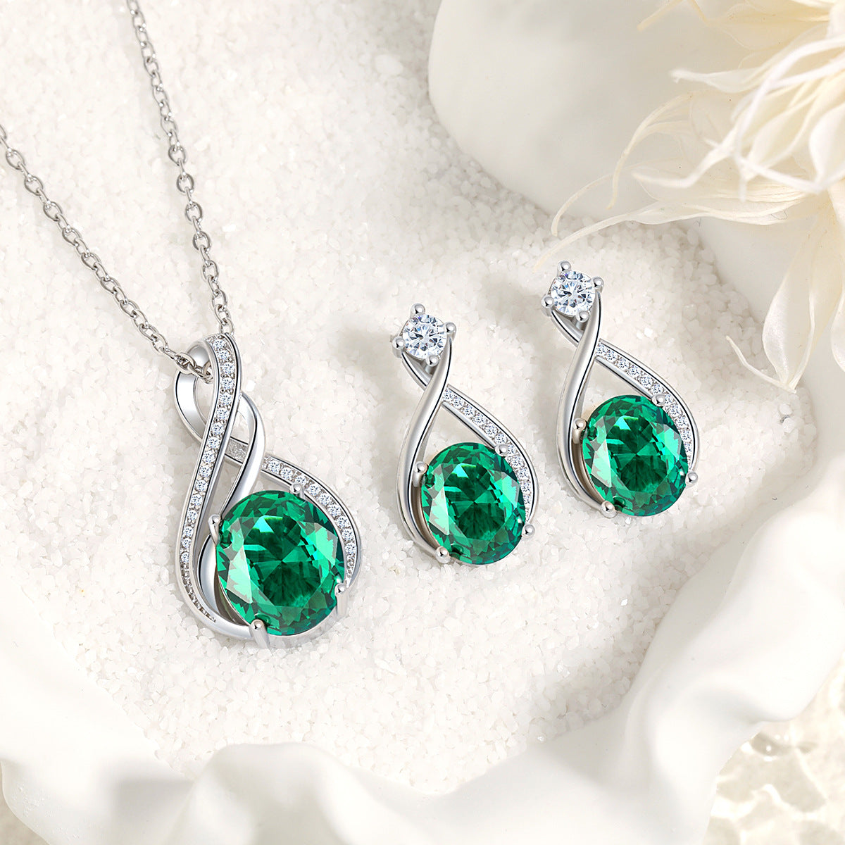 Wholesale  irregular S-shaped exaggerated color treasure necklaces earrings