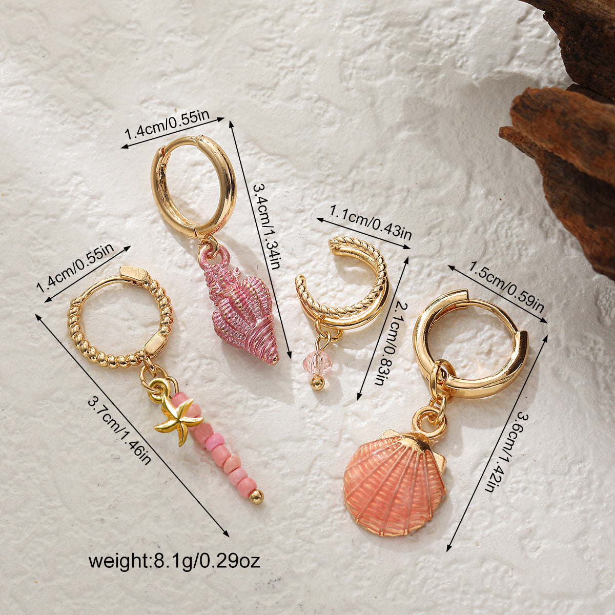 Wholesale color shell conch earrings bohemian earrings set