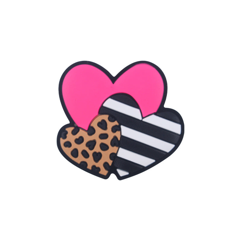 Wholesale 10pcs Valentine's Day Three Color Love Leopard Pattern Silicone Focal Beads ACC-BDS-GuangTian005