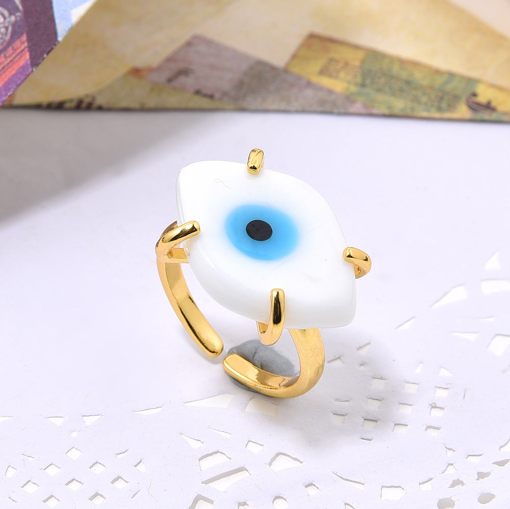 Wholesale Bohemian copper inlaid glass eye ring