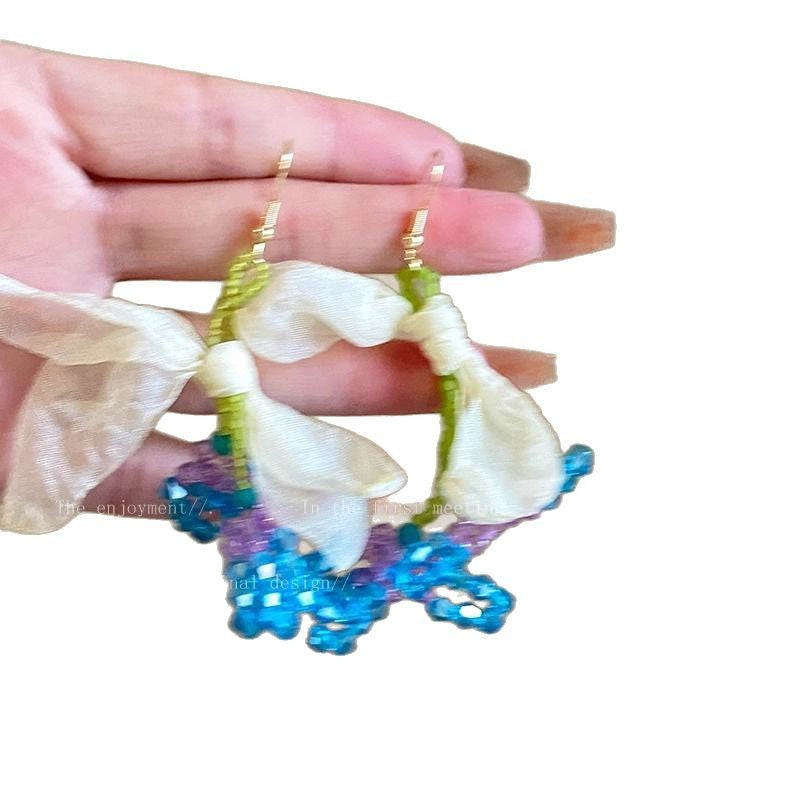 Wholesale Green Island Beaded Flower Stud Earrings