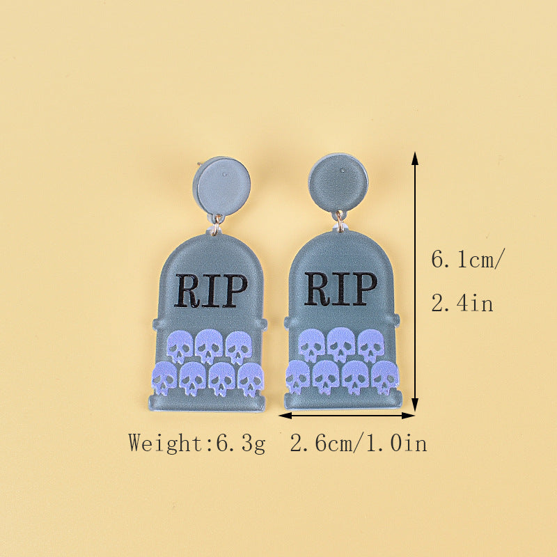 Wholesale Halloween Earrings Witch Tombstone Scream Ghost Acrylic  Earrings