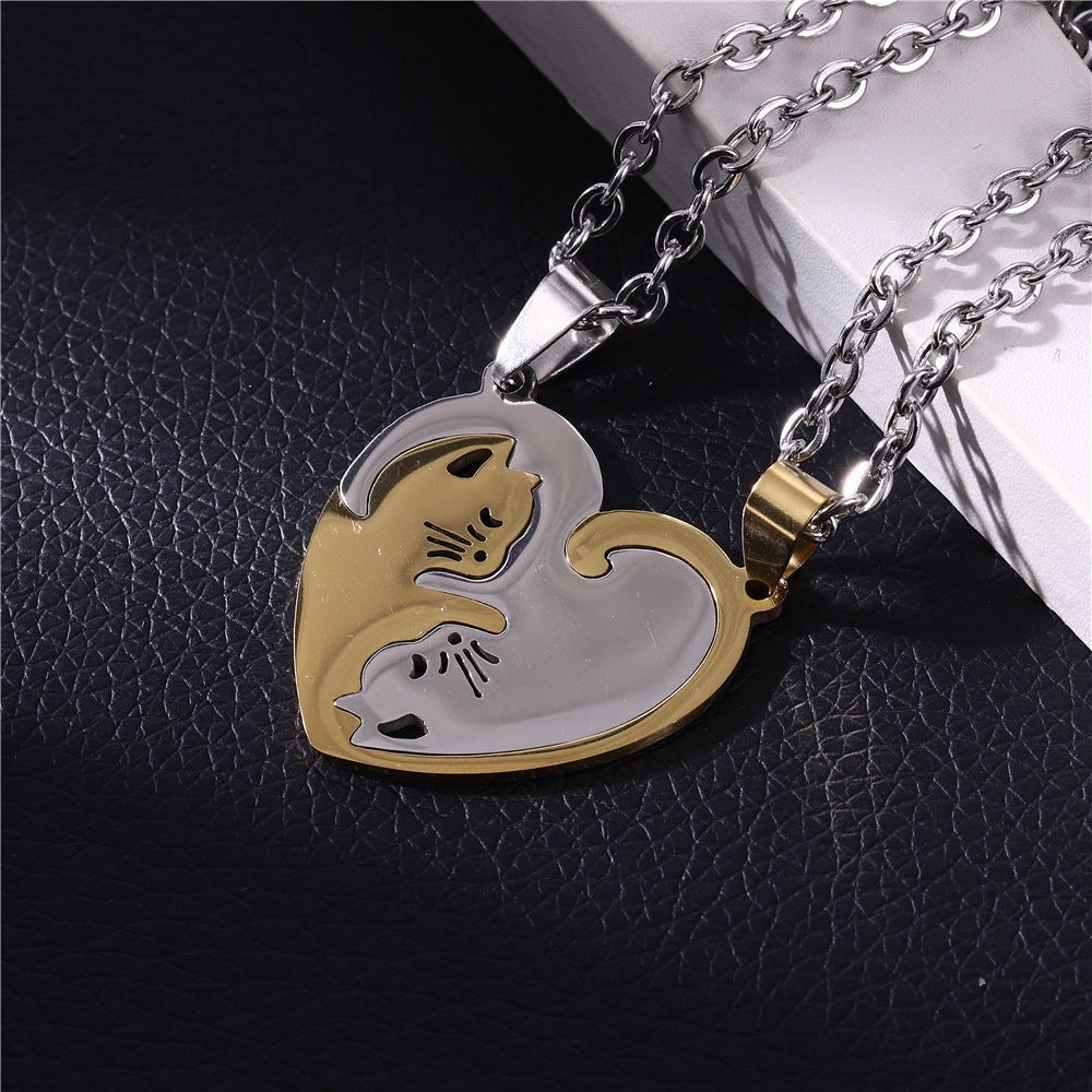 Wholesale Stainless Steel Kitten Stitching Necklaces ACC-NE-Hanyu006
