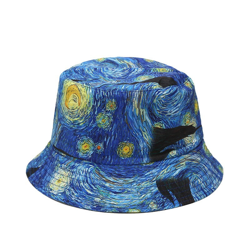 Wholesale Starry sky oil painting double-sided bucket hat bucket hat