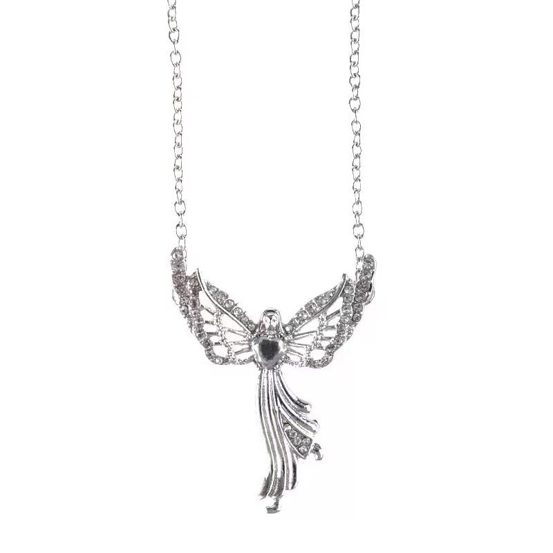 Wholesale  Retro Angel Wings Necklace Diamond Love Pendant Clavicle Chain