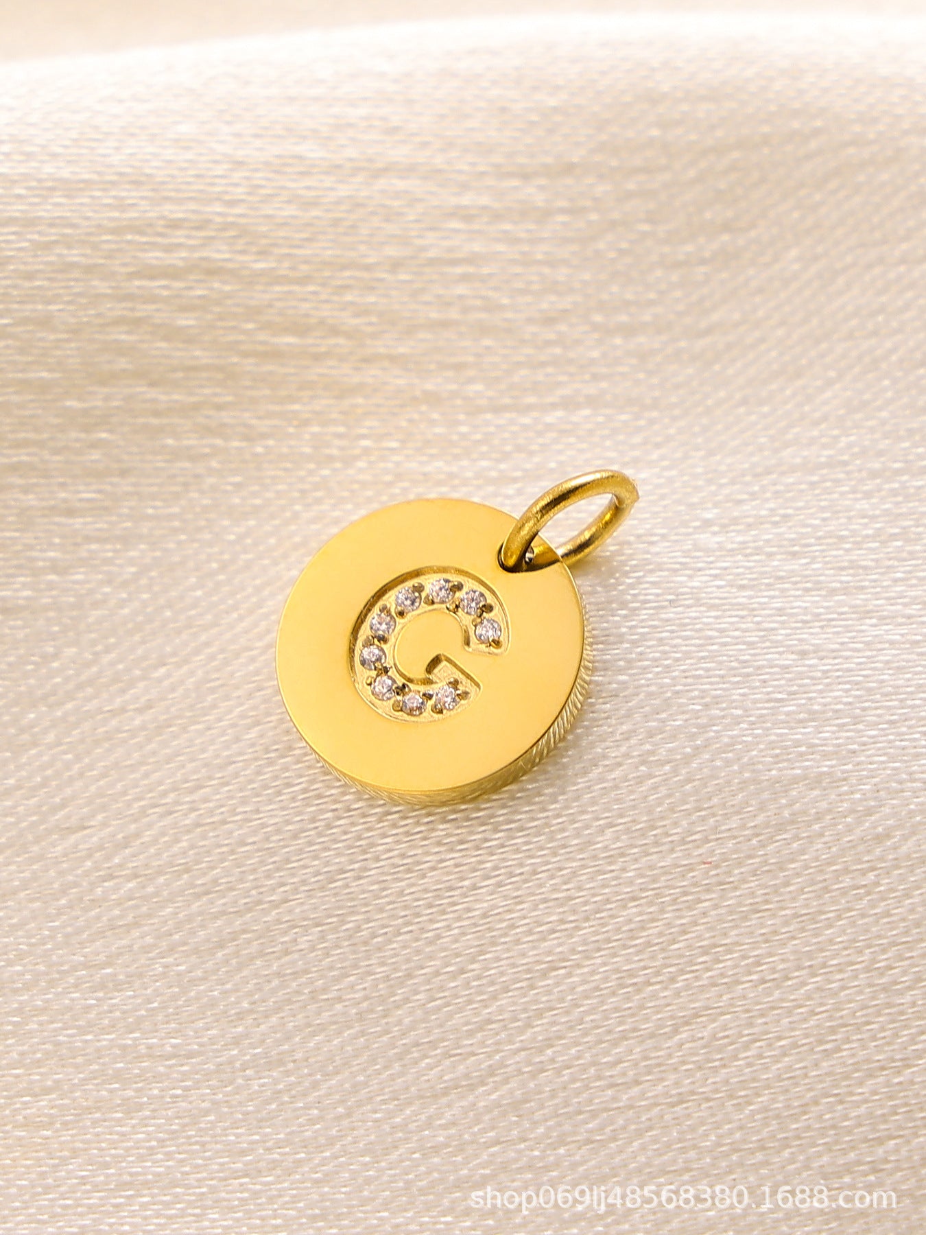 Wholesale  14K Round Brand Diamond Letter  Stainless Steel Pendant