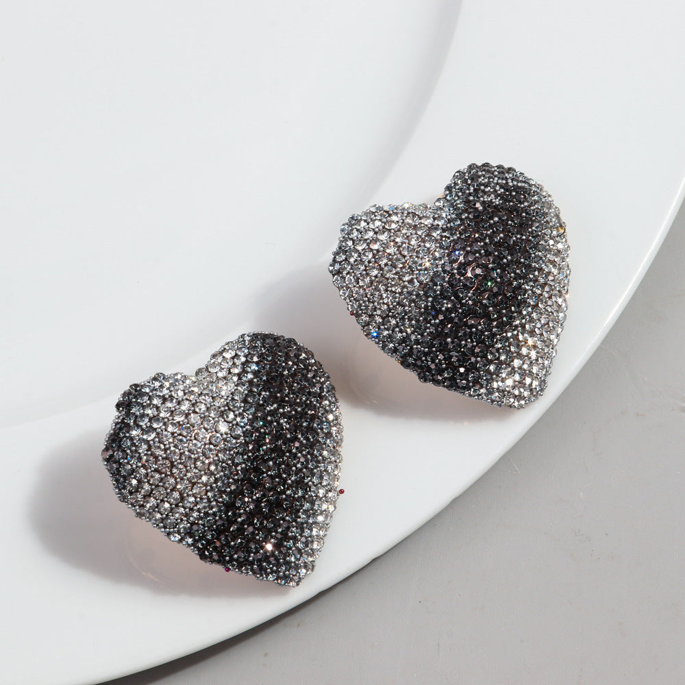 Wholesale Gradient Color Rhinestone Metal Earrings ACC-ES-ChouD004