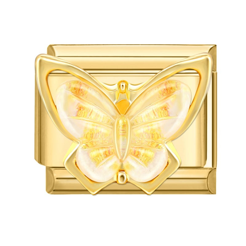 Wholesale Italian Beaded Bracelet 9mm DIY Splicing Removable Butterfly Pearl Stainless Steel Combinable Bracelet