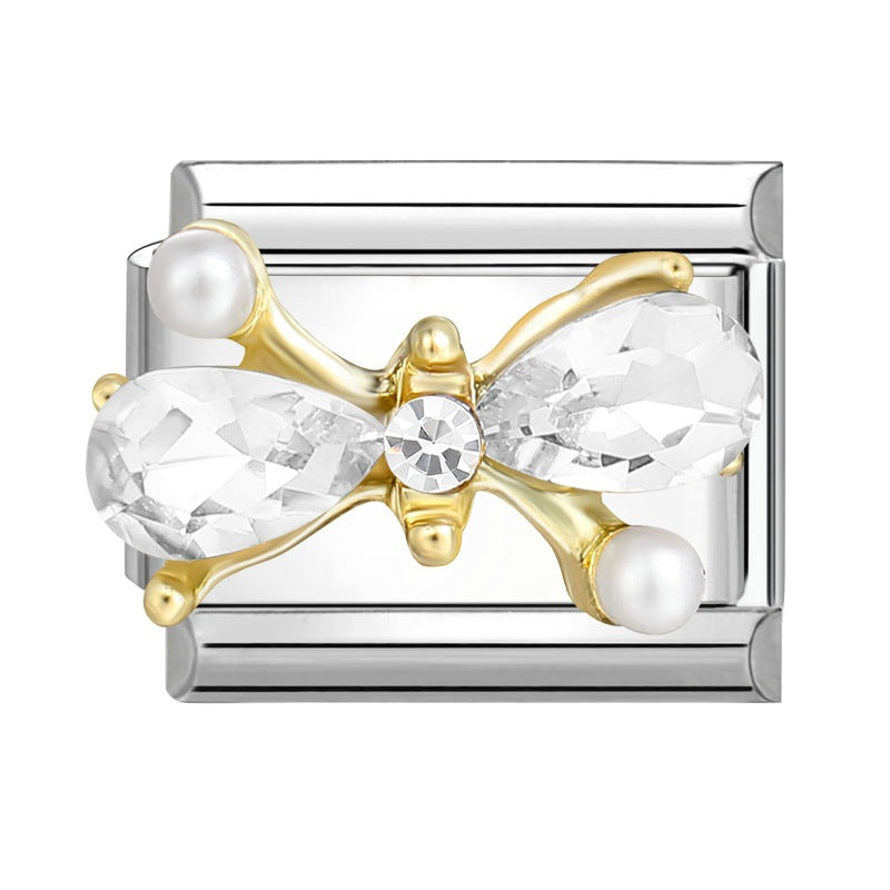 Wholesale Italian Charm Bracelet 9mm DIY Splicing Removable Stainless Steel Diamond Patch Composable Bracelet