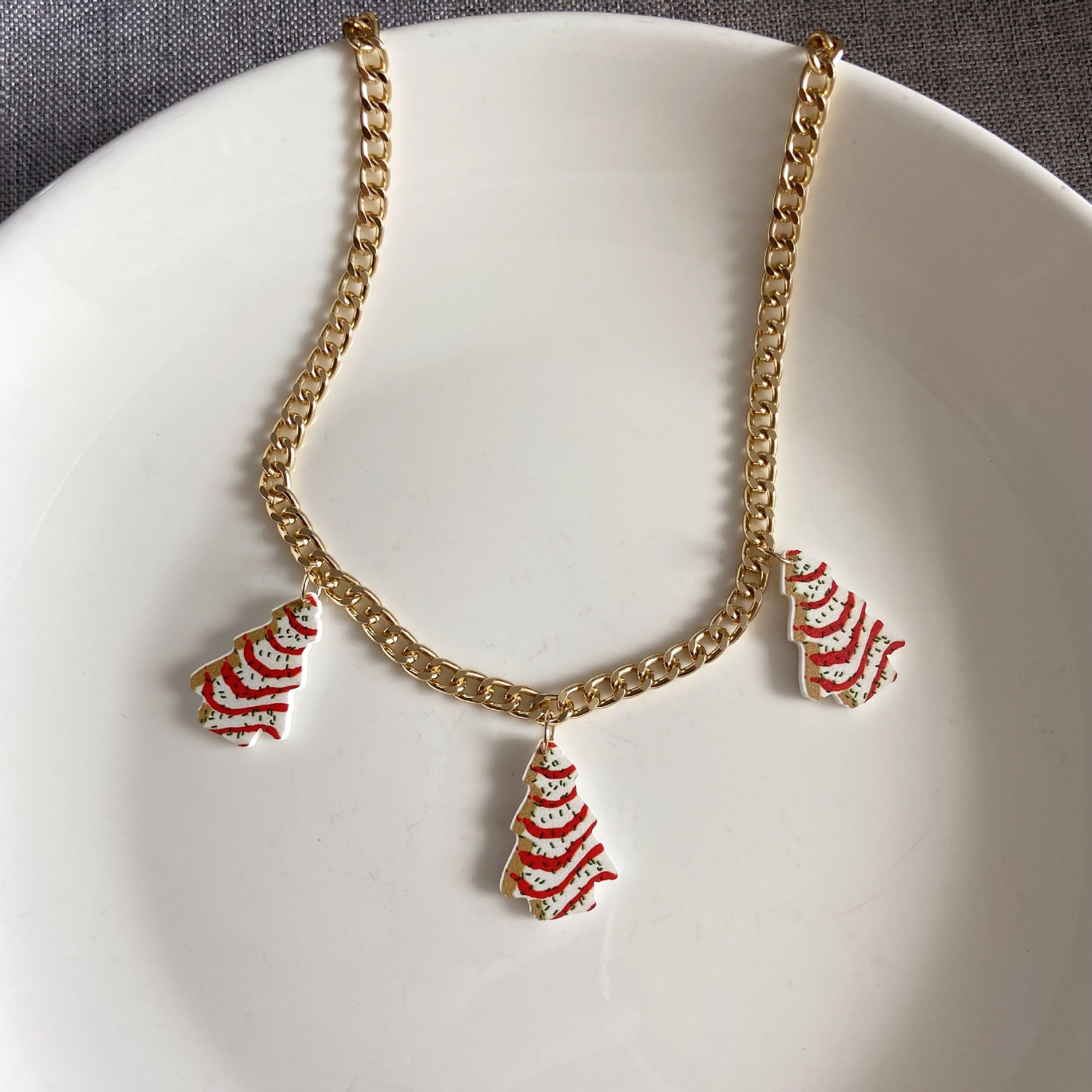 Wholesale Christmas cake tree acrylic versatile Necklace