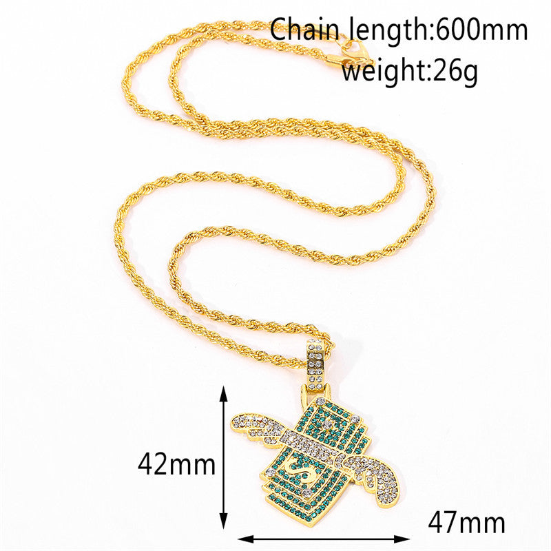 Wholesale Three-Dimensional Dollar Full Diamond Necklace