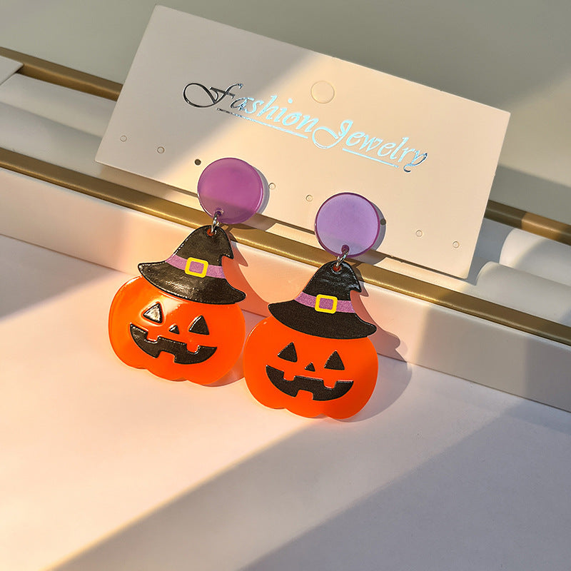 Wholesale Halloween Pumpkin Head Ghost Spider Web Earrings ACC-ES-MDD038