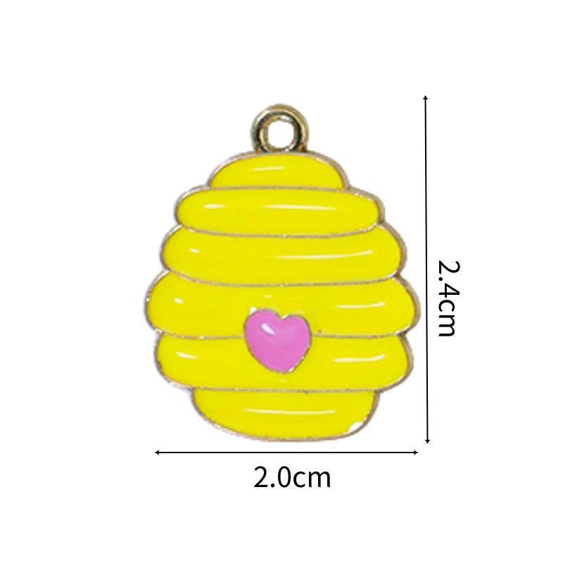 Wholesale 10pcs/pack  Alloy Oil Dripping Cartoon Bee Animal DIY Earrings Keychain Pendant Jewelry Accessories Bag Pendant