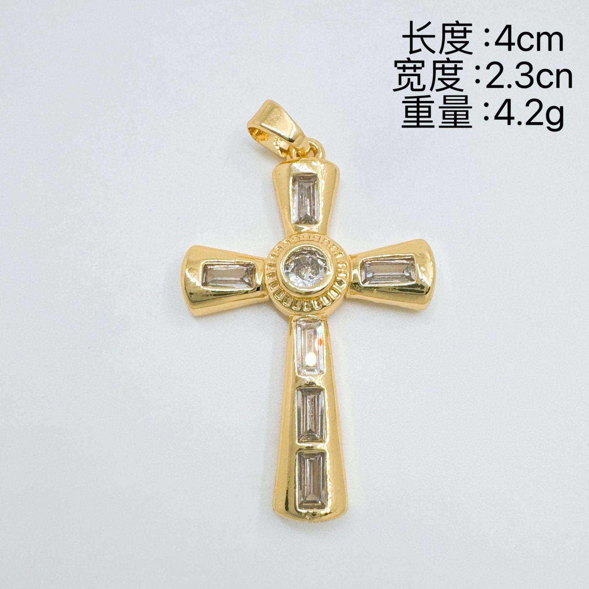 Wholesale Gold Plated Zircon Cross Pendant Jewelry Accessory