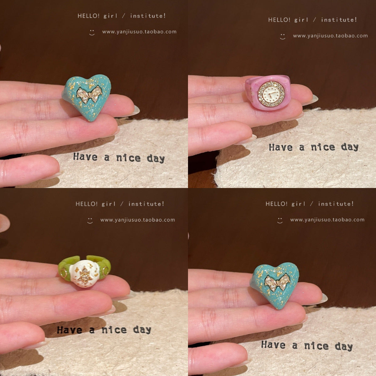 Wholesale Stylish Women' s Love Heart Animal Design Pink Ring Boutique Resale