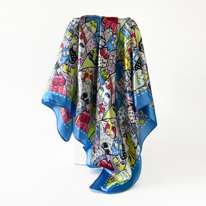 Wholesale  90cm women' s printed turban silk scarf